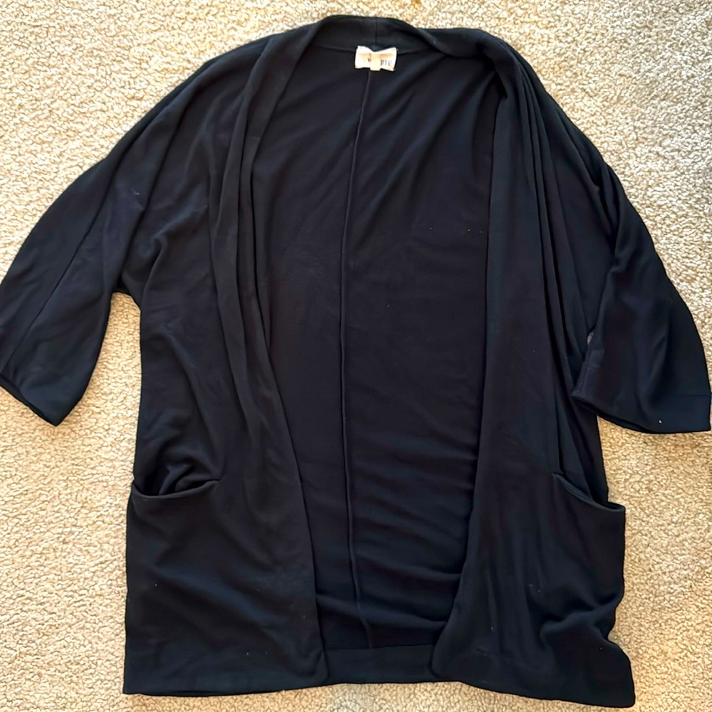Black short sleeve open sweater